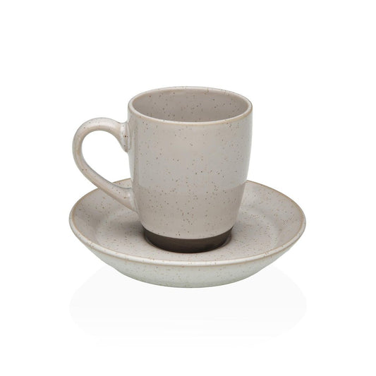 Kahvikuppi ja lautanen beige, espresso-koko 5,5 x 6 x 5,5 cm, kahvihetkiin