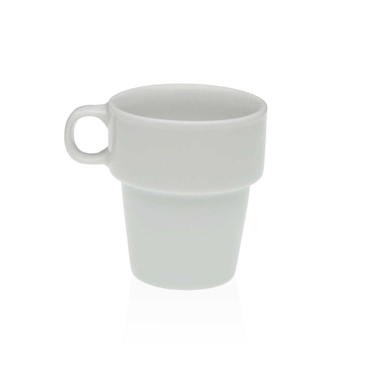 Kahvikuppisetti 6 kpl posliinia, valkoinen telineellä