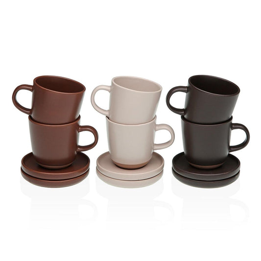 Kahvisetti keramiikka 6-osainen - espressokupit & lautaset 6,8 cm, 3 väriä