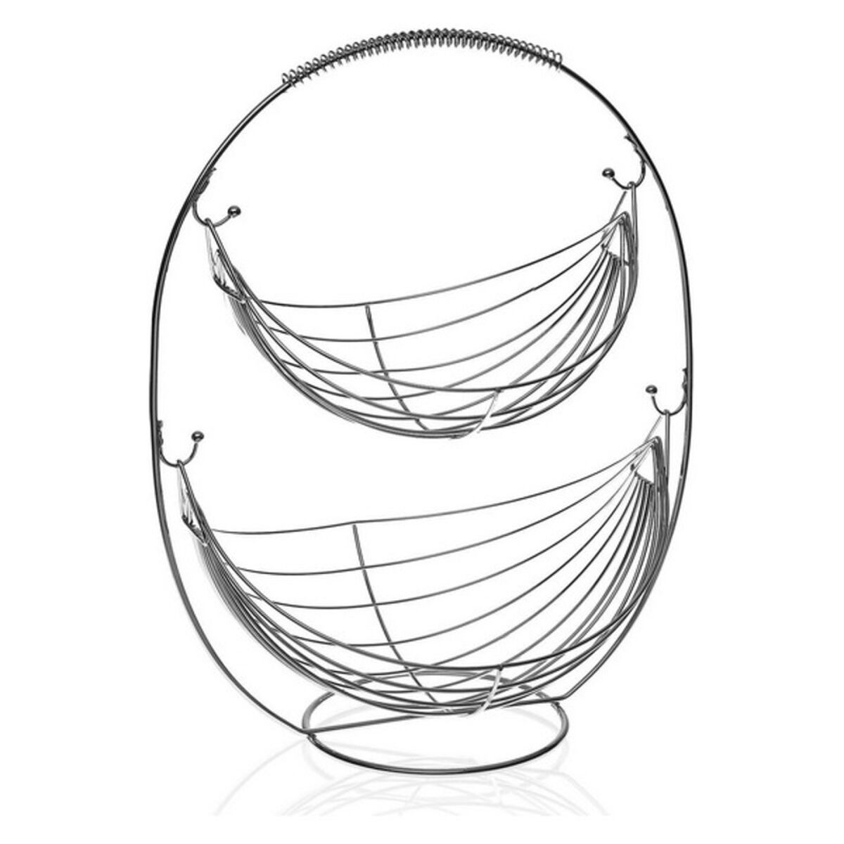 Hedelmäkulho kaksitasoinen kromattu teräs, tilaa säästävä 27 x 45,5 x 36 cm