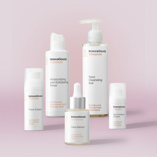 Kasvojen hoitopaketti kombucha, vegaaninen 5-osainen setti kaikille ihotyypeille
