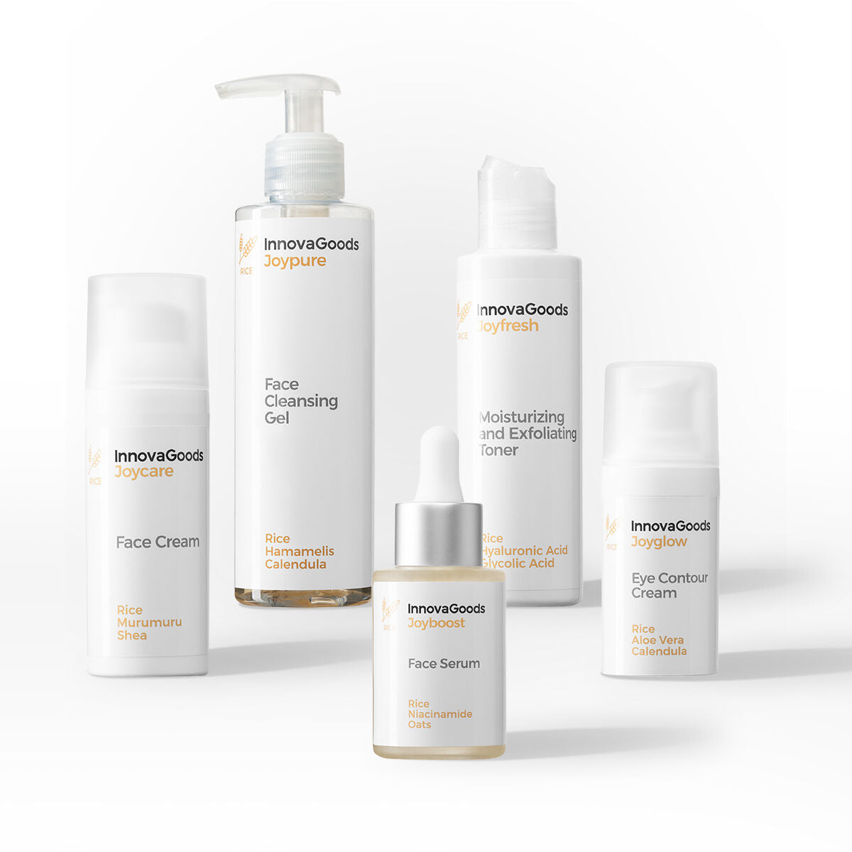 Kasvojenhoitosetti vegaaninen, 5-osainen - seerumi 30 ml, kasvovoide 50 ml