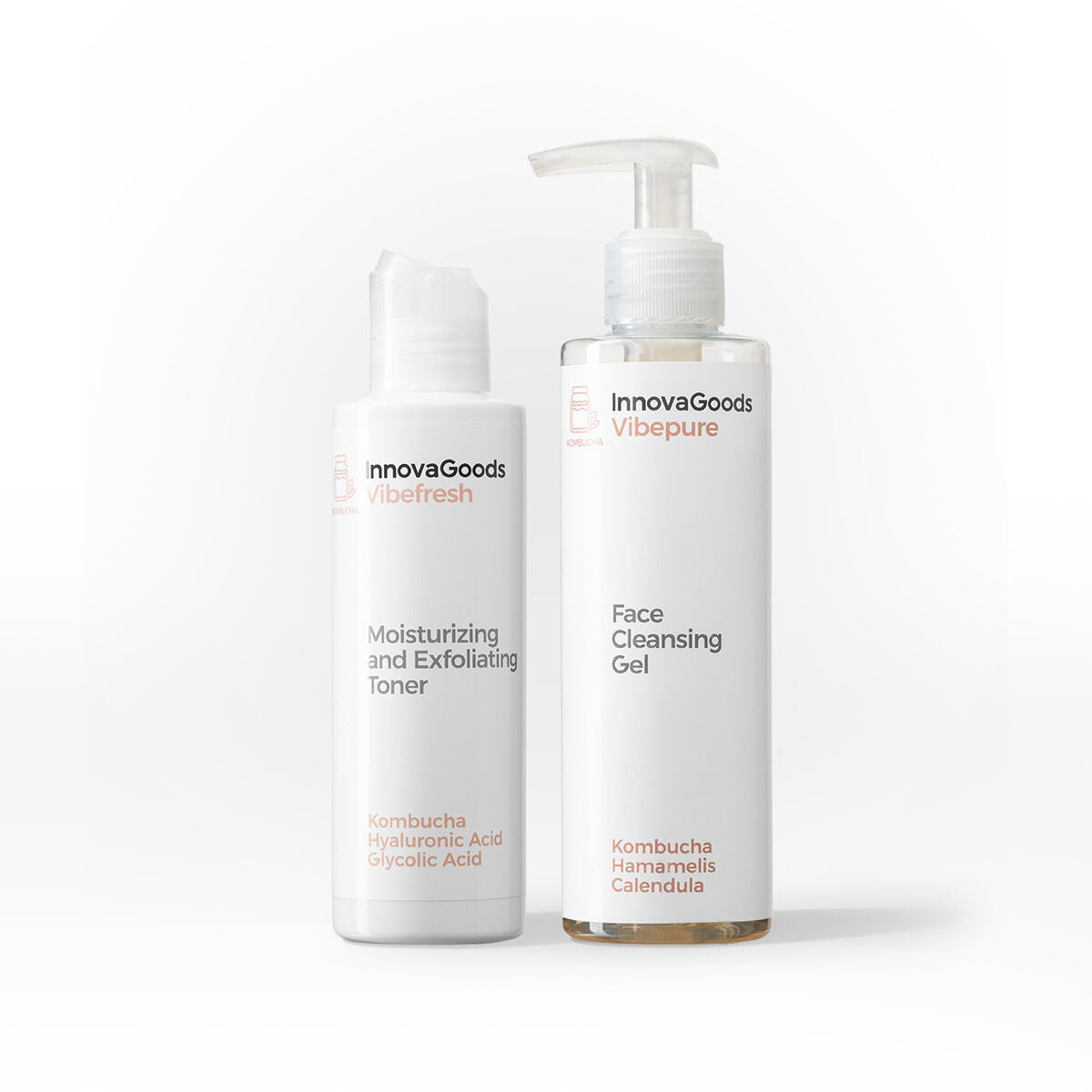 Kasvojenpuhdistus duo kombucha, vegaaninen puhdistusgeeli 200 ml + tonic 150 ml