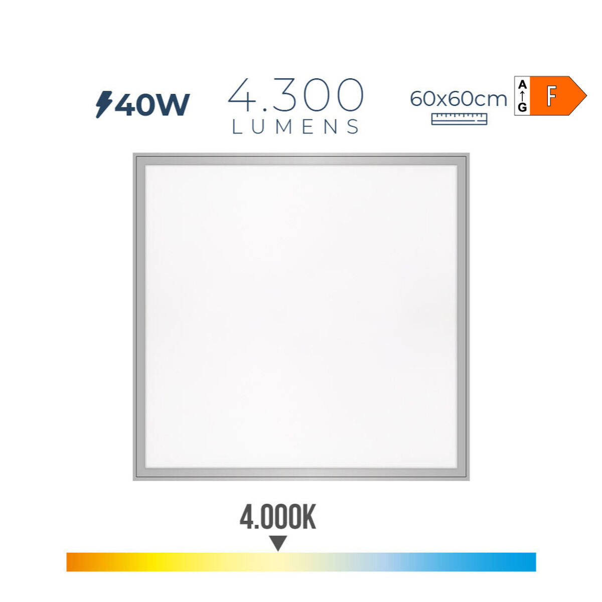 Kattovalaisin 59,5 x 59,5 cm 40 W 4000 K, muovinen ohut paneeli, sis. muunnin