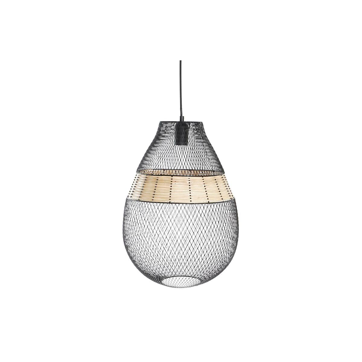 Kattovalaisin musta metalliverkko rattan-keskiosa 50 W E27, 32x32x43 cm