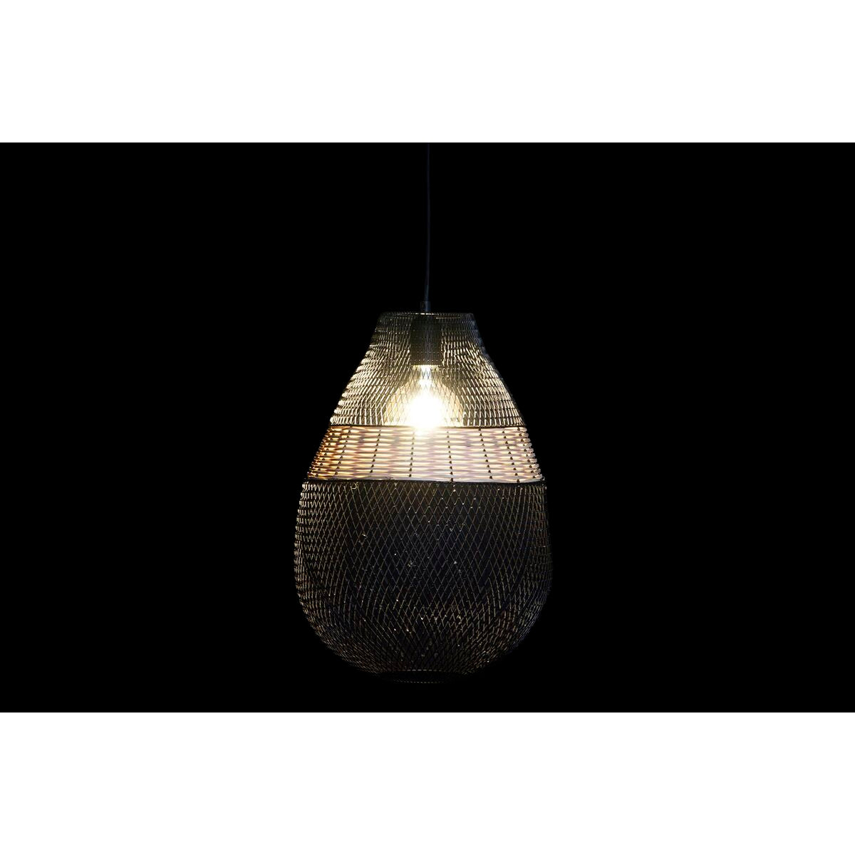 Kattovalaisin musta metalliverkko rattan-keskiosa 50 W E27, 32x32x43 cm