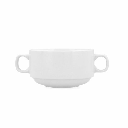 Keittokulho 300 ml, 6 kpl pinottava kahvallinen keramiikka-setti, valkoinen