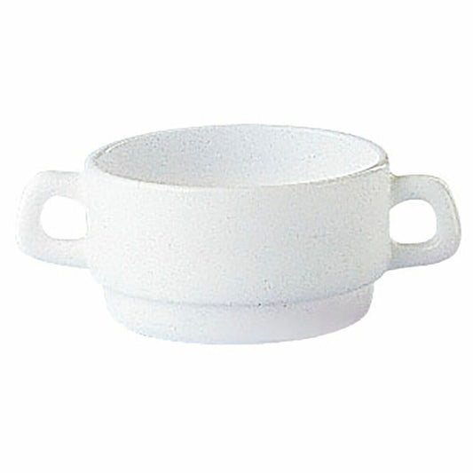 Keitto-kulho 310 ml valkoinen lasi, kahvallinen ravintolamalli keittiöön, 6 kpl