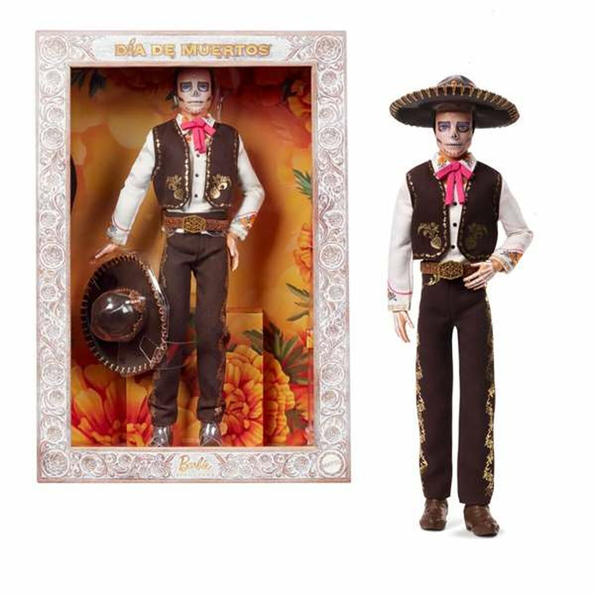 Ken-nukke Kuolleiden päivä, mariachi-luurankoasu & sombrero, 3+ v, Mattel