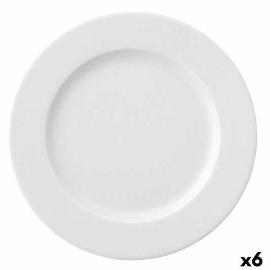 Lautanen Ø29 cm, keraaminen valkoinen, 6 kpl, tiskikone- ja uuninkestävä