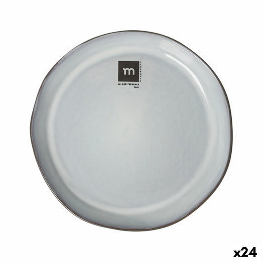 Litteä lautanen 24 kpl, keraaminen ruokalautanen rustiikkinen stoneware harmaa