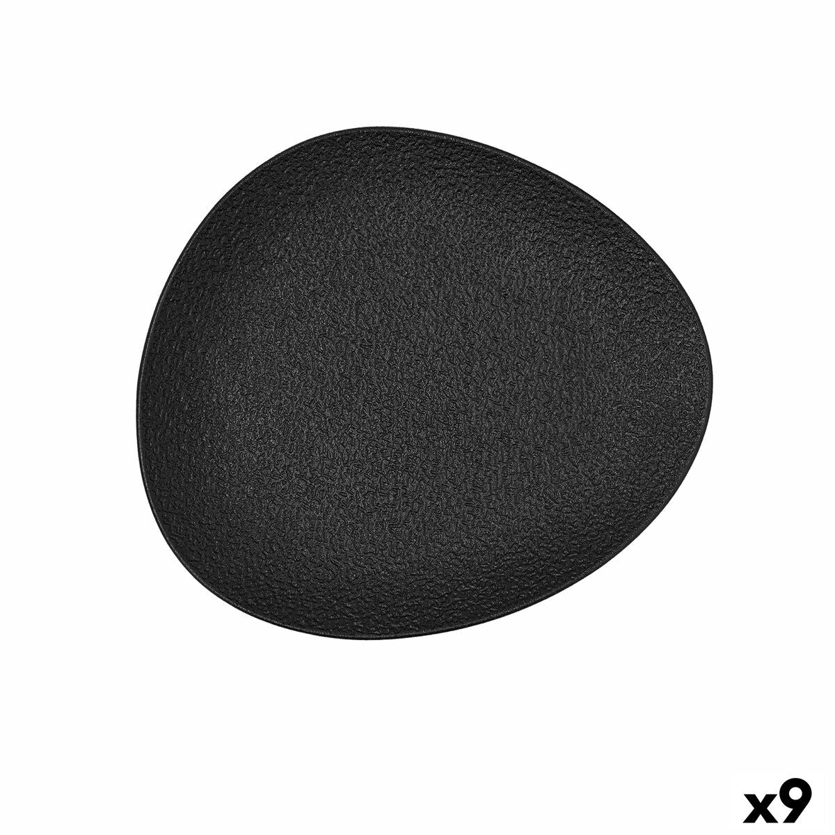 Keramiikkalautanen ovaali 22,8 x 20,1 cm musta, 9 kpl - Bidasoa Fosil