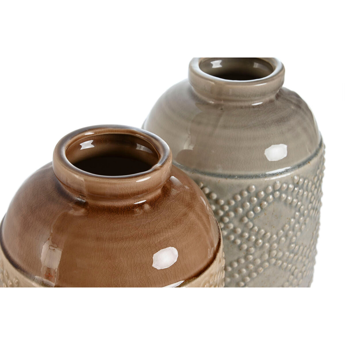 Maljakko keramiikka 19 x 19 x 27 cm, 2 kpl, ruskea & harmaa, itämainen vinoneliö