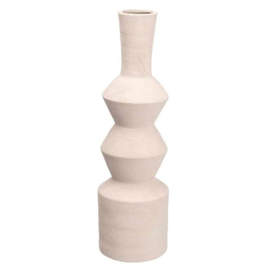 Keramiikkamaljakko 60 cm, geometrinen valkoinen maljakko korkea sisustukseen