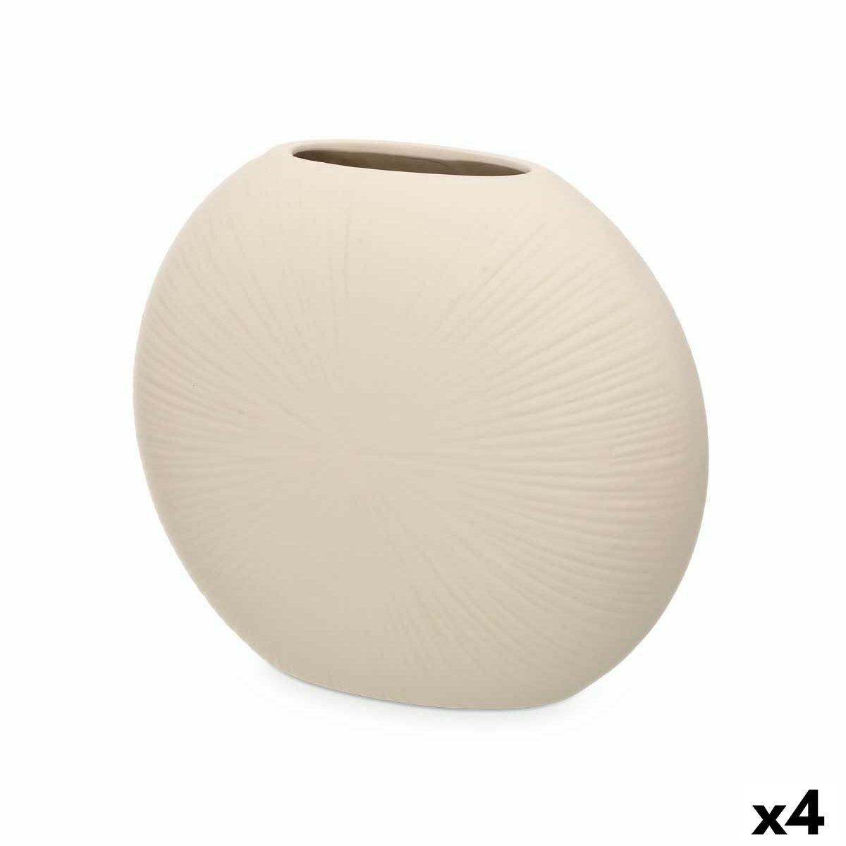 Keramiikkamaljakko beige, pyöreä 29 x 26 x 11 cm, 4 kpl, kodin sisustukseen
