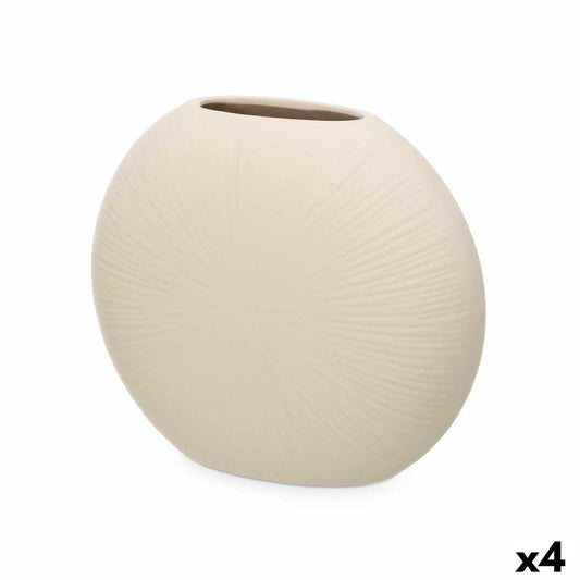 Keramiikkamaljakko beige, pyöreä 29 x 26 x 11 cm, 4 kpl, kodin sisustukseen