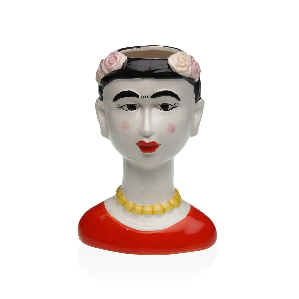 Keramiikkamaljakko päänmuotoinen, punainen maljakko 14 x 12 x 14 cm skandinaavinen