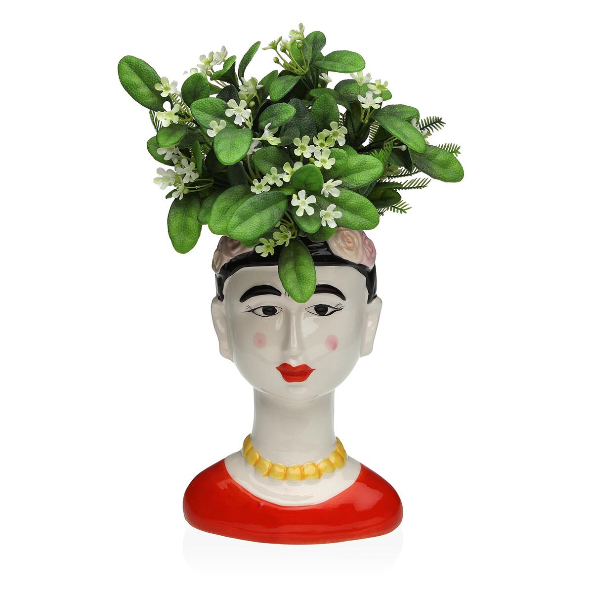 Keramiikkamaljakko päänmuotoinen, punainen maljakko 14 x 12 x 14 cm skandinaavinen