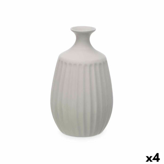 Maljakko harmaa keramiikka raidallinen 19 x 31 x 19 cm - 4 kpl sisustukseen