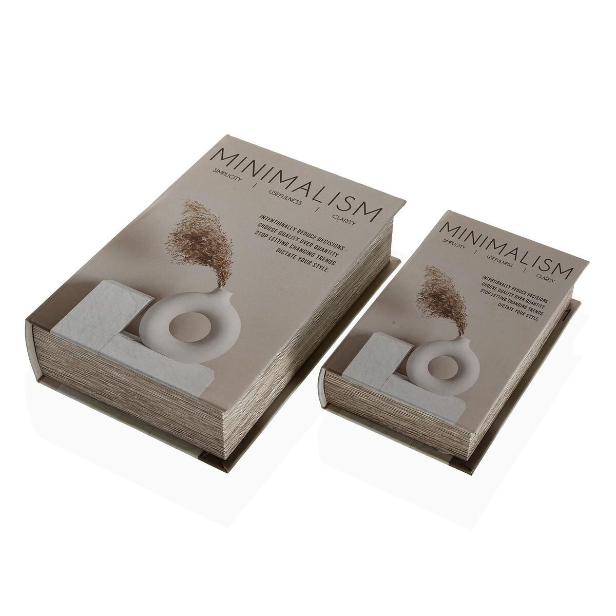 Kirjanmuotoinen koristerasia, kangas & MDF, minimalismi, beige, 2 kpl, 7×27×18 cm