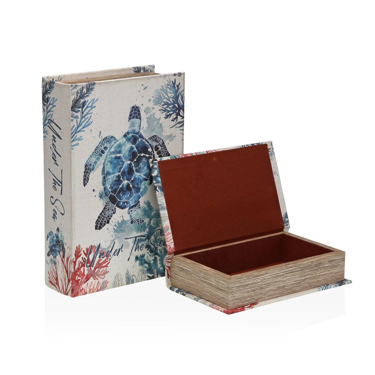 Kirjarasia kilpikonna, kangaspäällyste & MDF, 2 kpl, 27×18×7 cm, sisustukseen