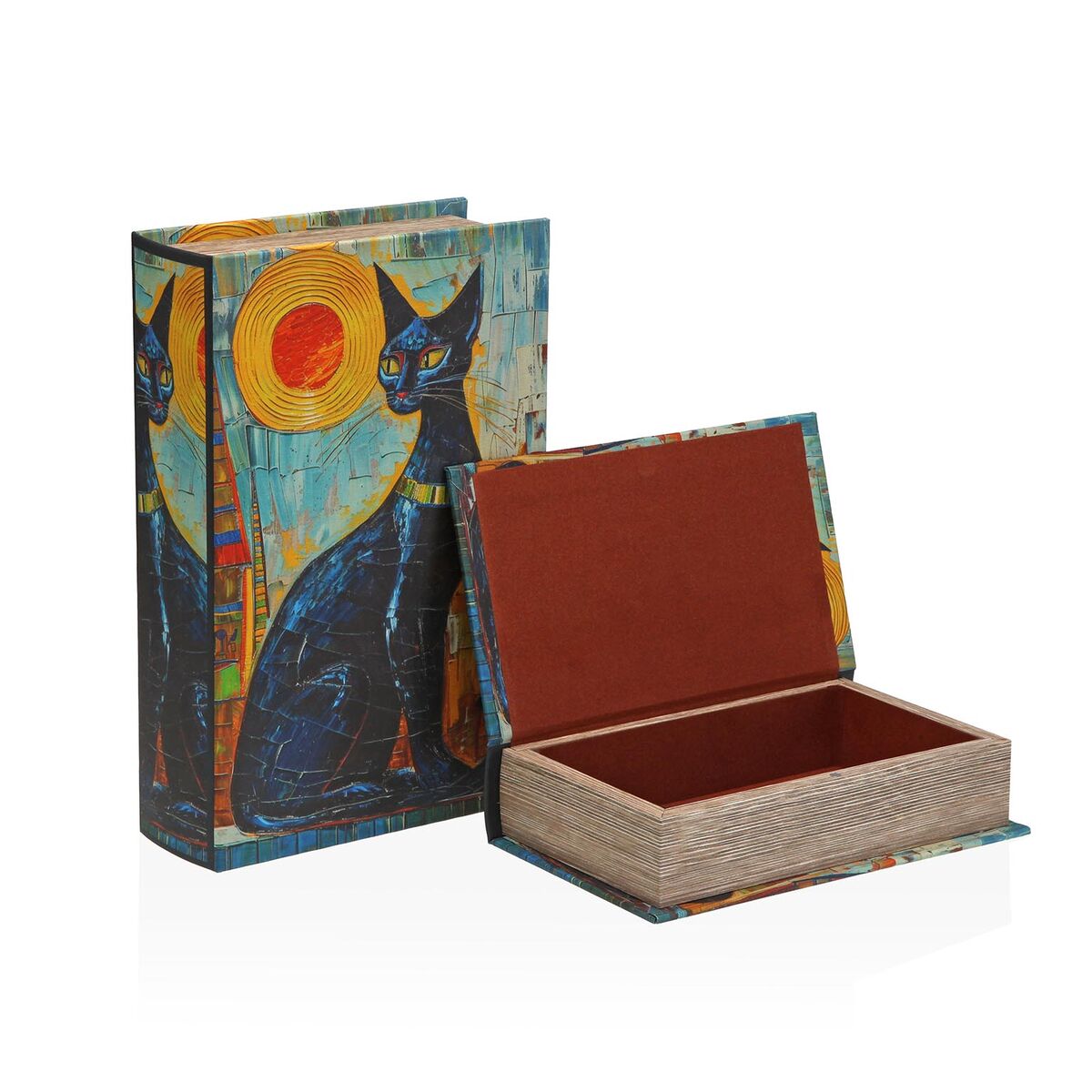 Kirjarasia kissa-aiheinen, kangas & MDF säilytysrasia 7 x 27 x 18 cm, 2 kpl