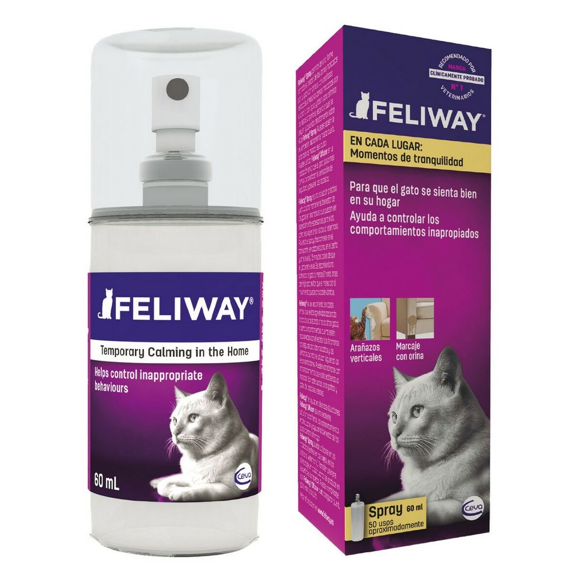 Kissan feromoni-suihke 60 ml, rauhoittava & estää merkkailun kotiin Feliway