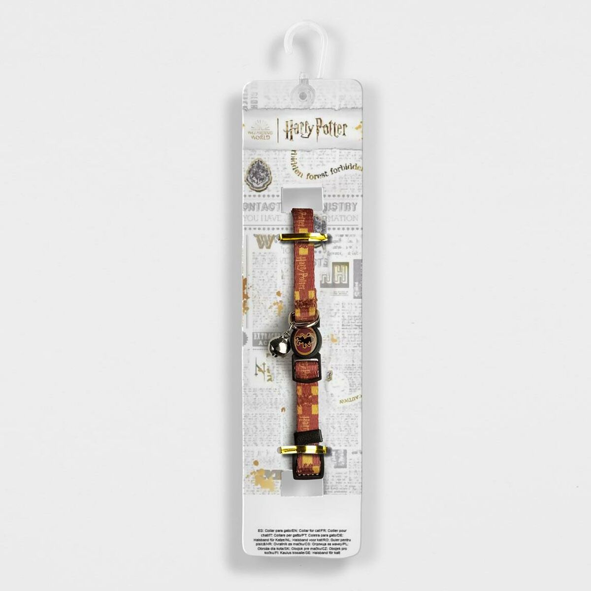 Kissan kaulapanta punainen kellolla, Harry Potter -aihe, 100 % polyesteri