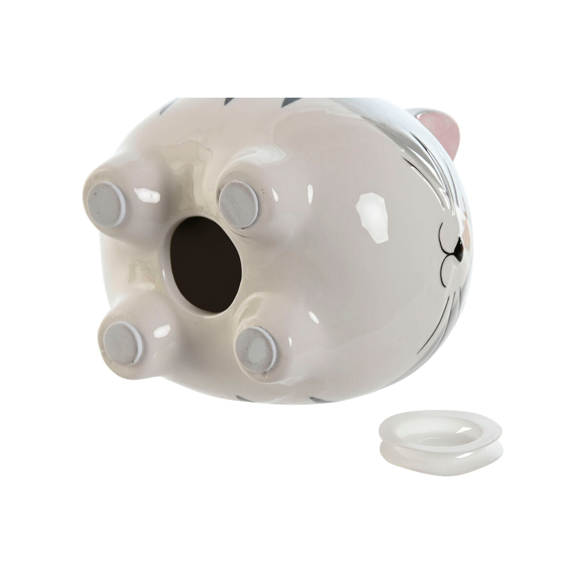 Kissan säästöpossu dolomiitti 16 x 11 x 13 cm, 2 kpl, harmaa & oranssi