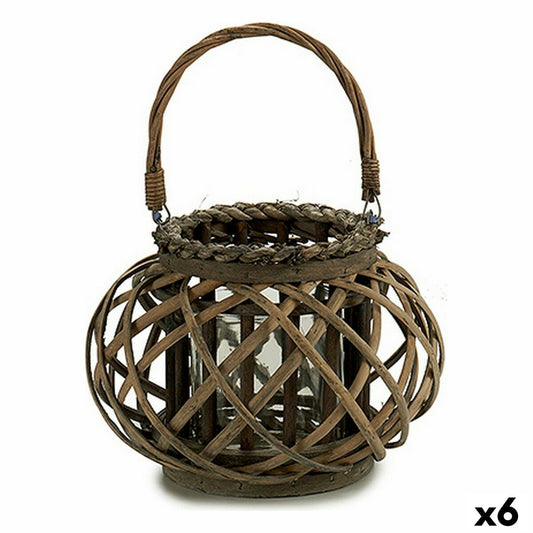 Lyhty korista lasilla, ruskea, sisä- ja ulkokäyttöön 30×18,5×23 cm, 6 kpl