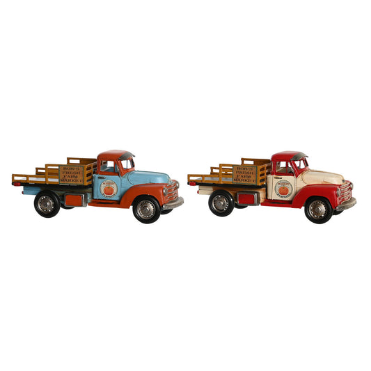 Koristeauto metallinen vintage, 2 kpl 31 x 12 x 13 cm, sininen & punainen