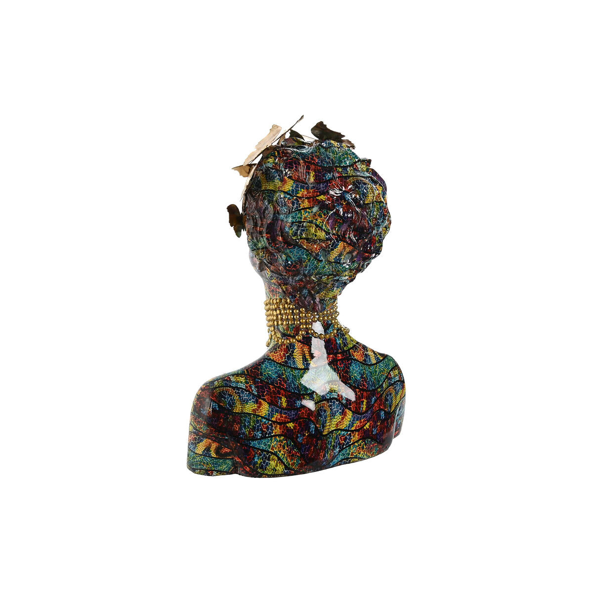 Koristebusti monivärinen, hartsi, kultalehdet & helmet, 26 x 18,5 x 34–37 cm