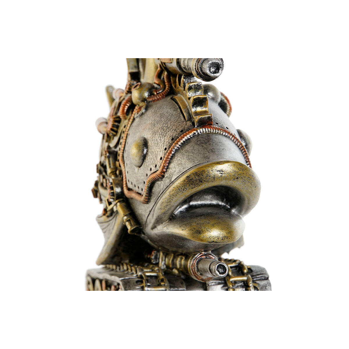 Koristefiguuri kala - steampunk, harmaa & monivärinen hartsi 31,5 x 9 x 22 cm