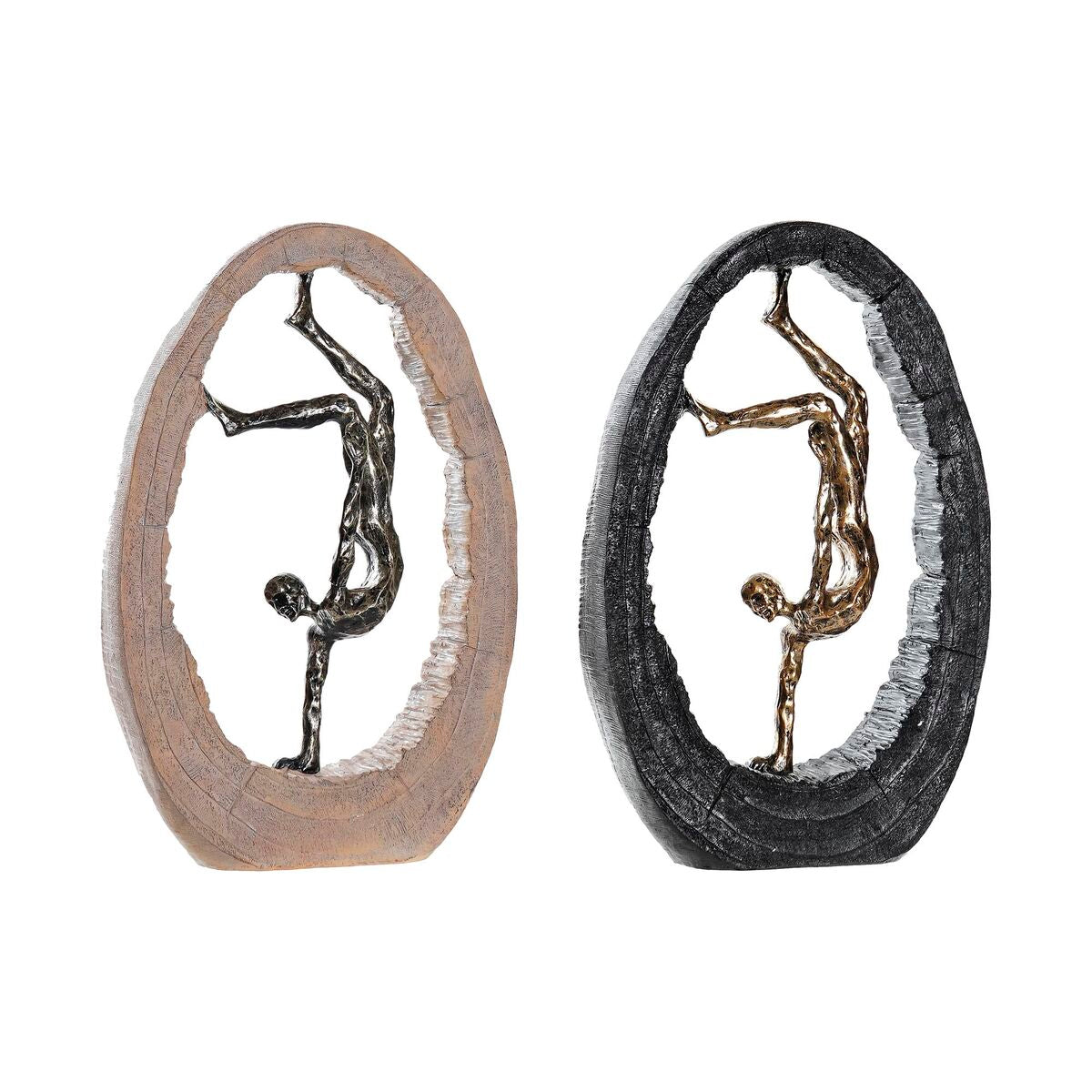 Koristehahmo 2 kpl, musta & kullattu resin, moderni henkilö, 24 x 8 x 36 cm