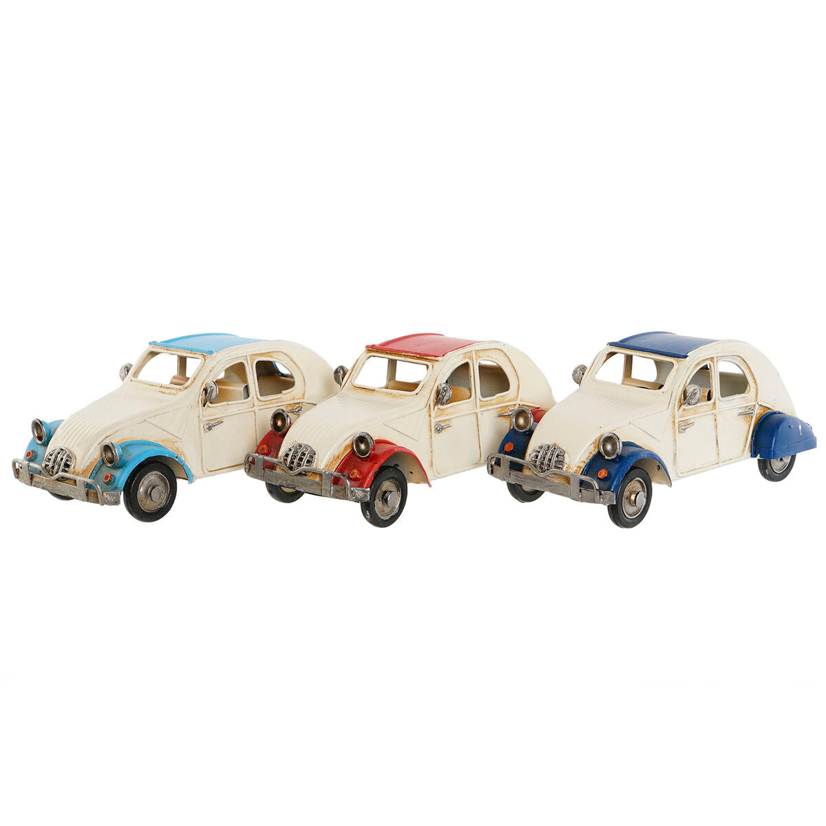Koristehahmo 3 osaa, retroauto & vaunu, metalli, sekavärit, 32x8,5x13 cm