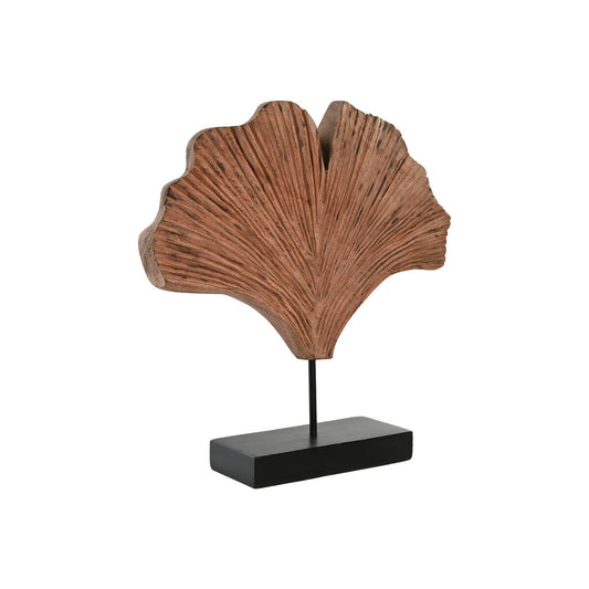 Koristehahmo ginkgo-lehti moderni, ruskea & musta, mango-puu & rauta 40×9×40 cm