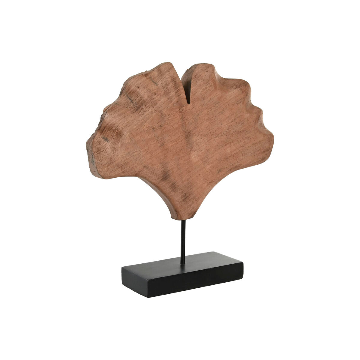 Koristehahmo ginkgo-lehti moderni, ruskea & musta, mango-puu & rauta 40×9×40 cm
