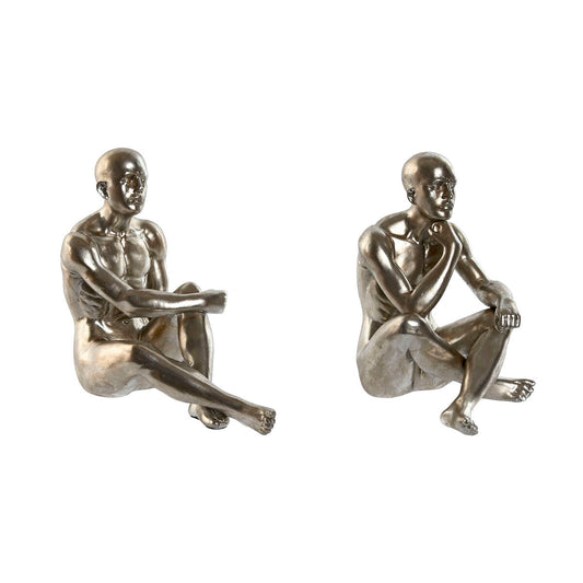 Koristehahmo istuva ihmishahmo, kullattu & hopeinen, 19×13,5×22 cm, 2 kpl