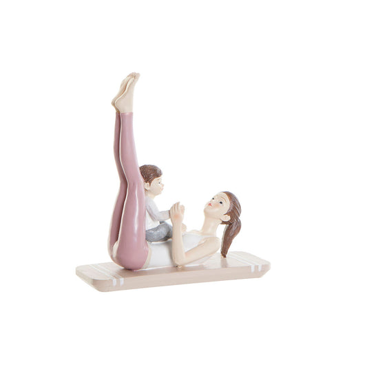 Koristehahmo jooga pinkki skandi - äiti ja lapsi, resiini 15,5 x 6,5 x 17 cm