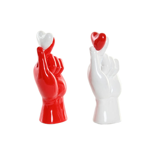 Koristehahmo käsi, valkoinen & punainen, resiinistä, 12 x 8,5 x 26 cm, 2 kpl