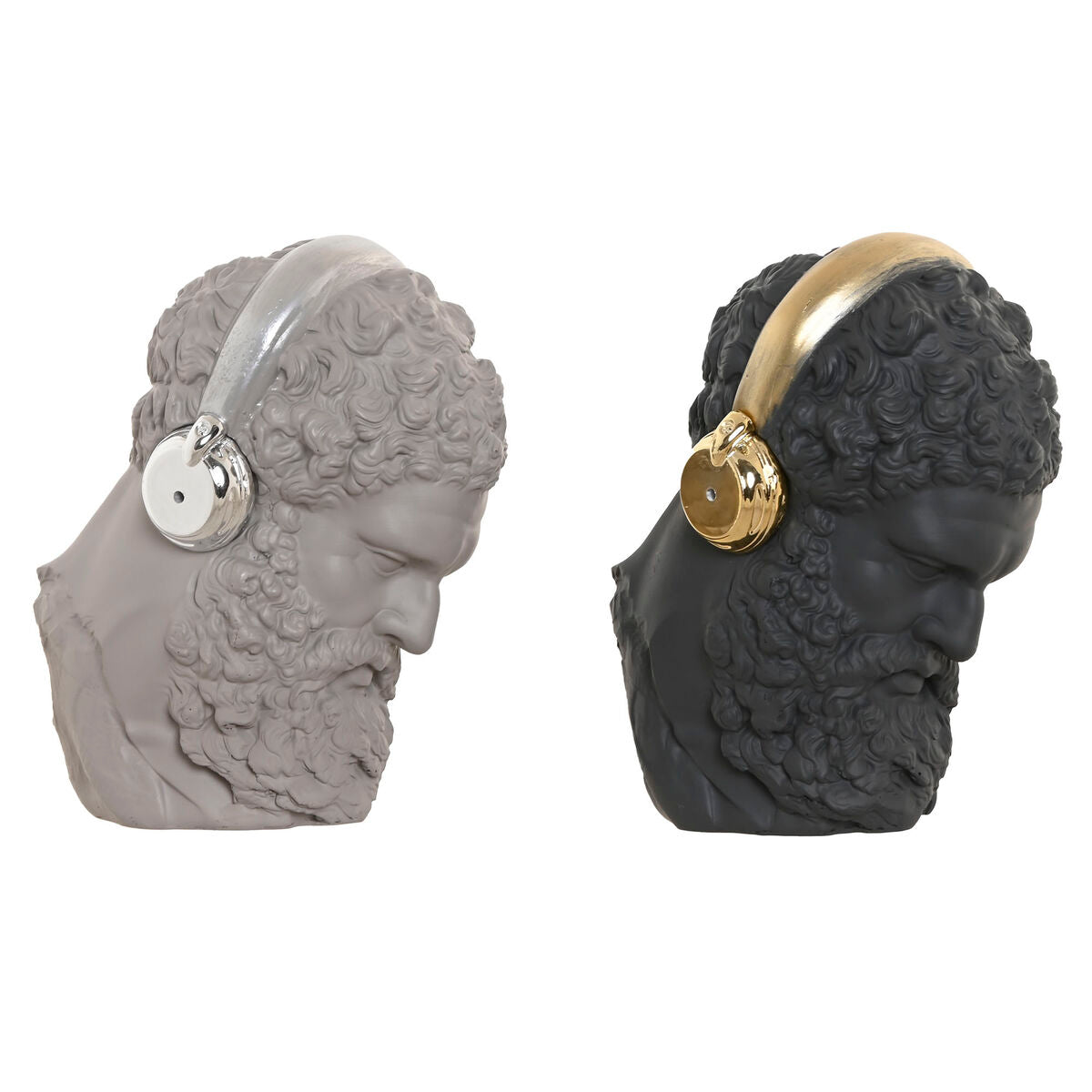 Koristehahmo kuulokkeet 2 kpl, musta & harmaa, kullattu & hopea, 14 x 10 x 17 cm