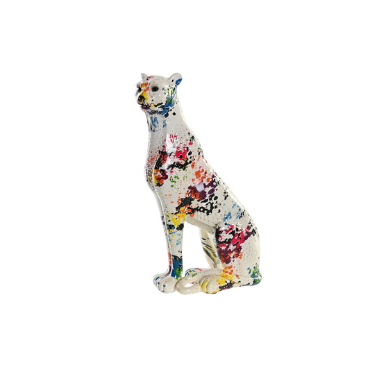 Koristehahmo leopardi valkoinen monivärinen, moderni resiinistä 16 x 8 x 25 cm
