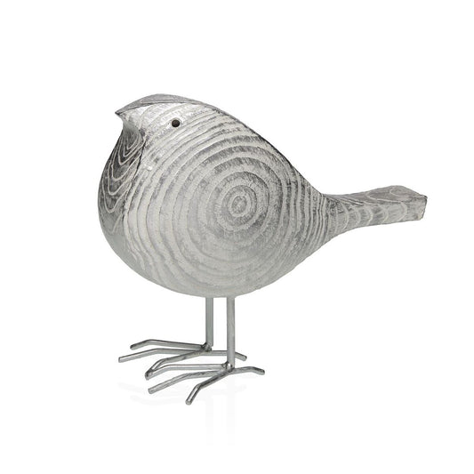 Koristehahmo lintu resiinistä harmaa, 10,5 x 19,5 x 23 cm, sisustukseen