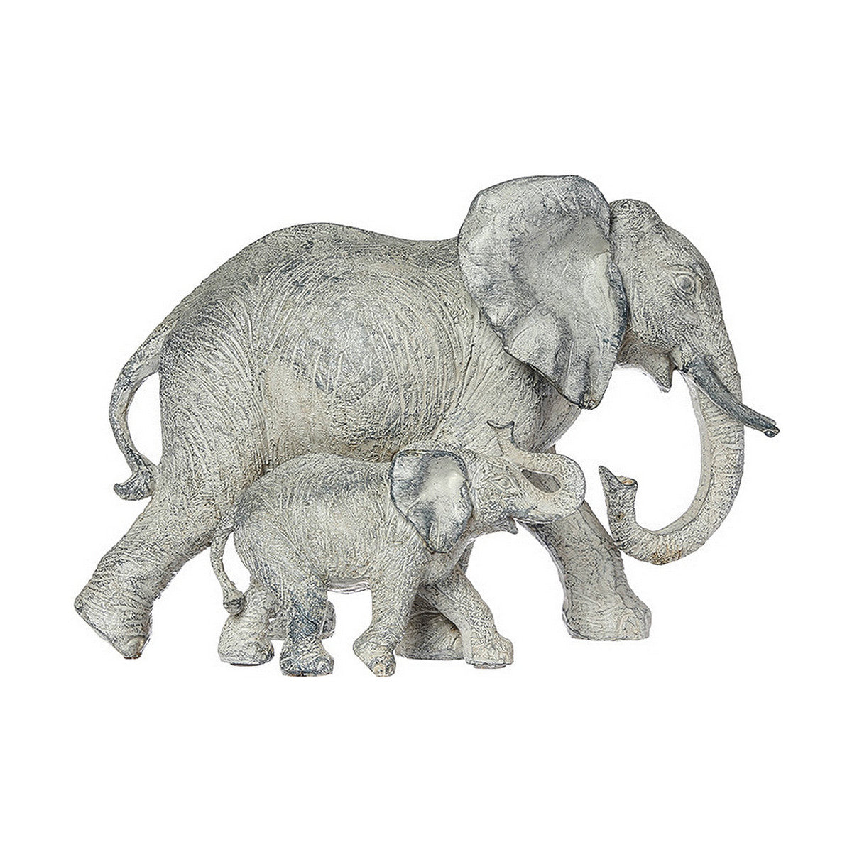 Koristehahmo norsu hartsi 15,5×22,5×12 cm, äiti & poikanen, antiikki, sisustus
