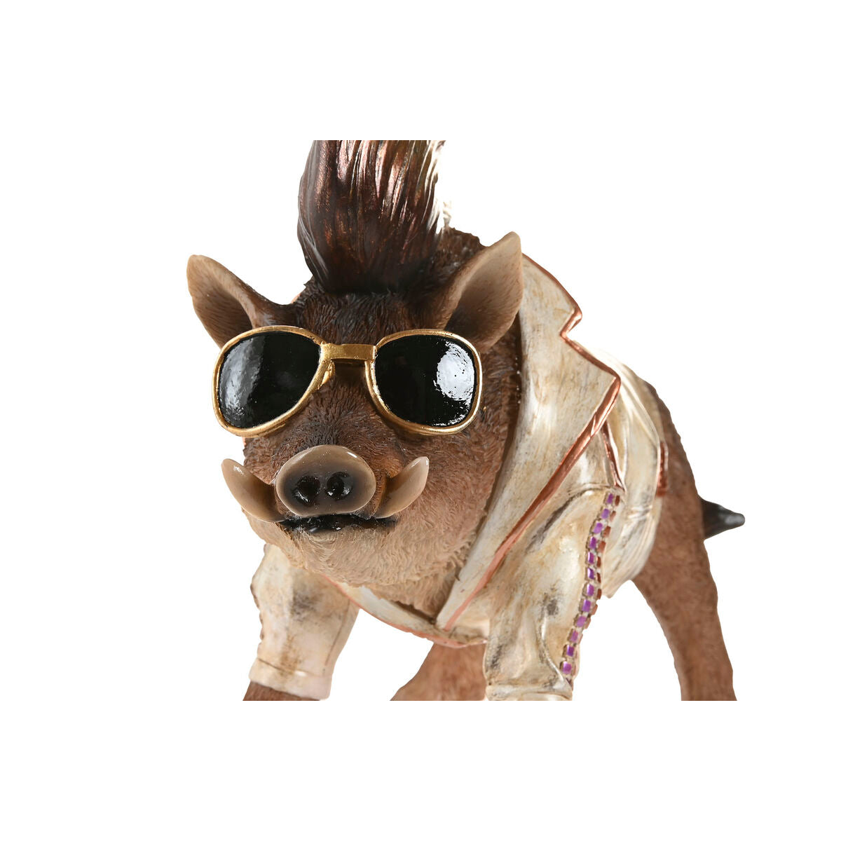 Koristehahmo villisika, resiini monivärinen sisustusfiguuri pöydälle lahjaksi