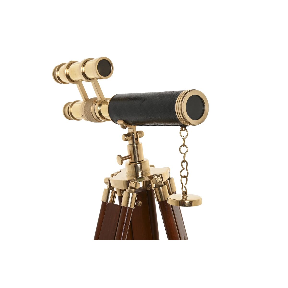 Koristekaukoputki vintage, messinki & mangopuu pöytäkoriste 24×17×34 cm