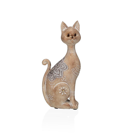 Koristekissa hartsi, vaaleanruskea istuva sisustuskoriste & figuuri 24 cm