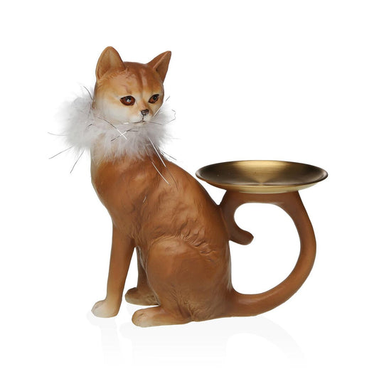 Koristekissa ruskea resiini 10 x 21 x 18 cm, koristehahmo sisustukseen