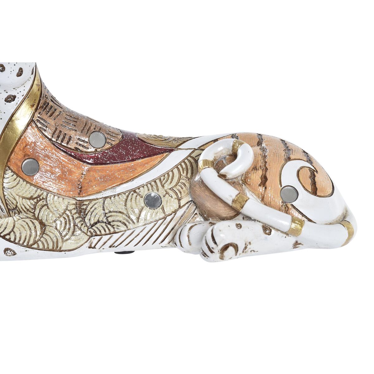 Koristeleopardi resiini 24 x 10 x 12 cm, valkoinen-oranssi, kodin sisustukseen