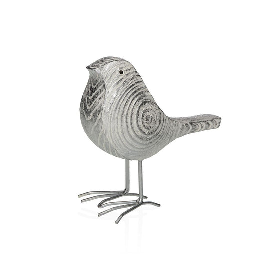Koristehahmo lintu, harmaa resiinistä 8×15,5×14,5 cm, pöytäkoriste, sisustus